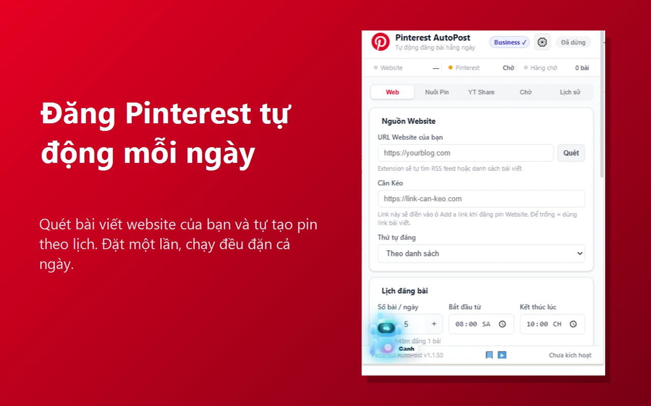 Pinterest AutoPost tự đăng Pin mỗi ngày theo lịch