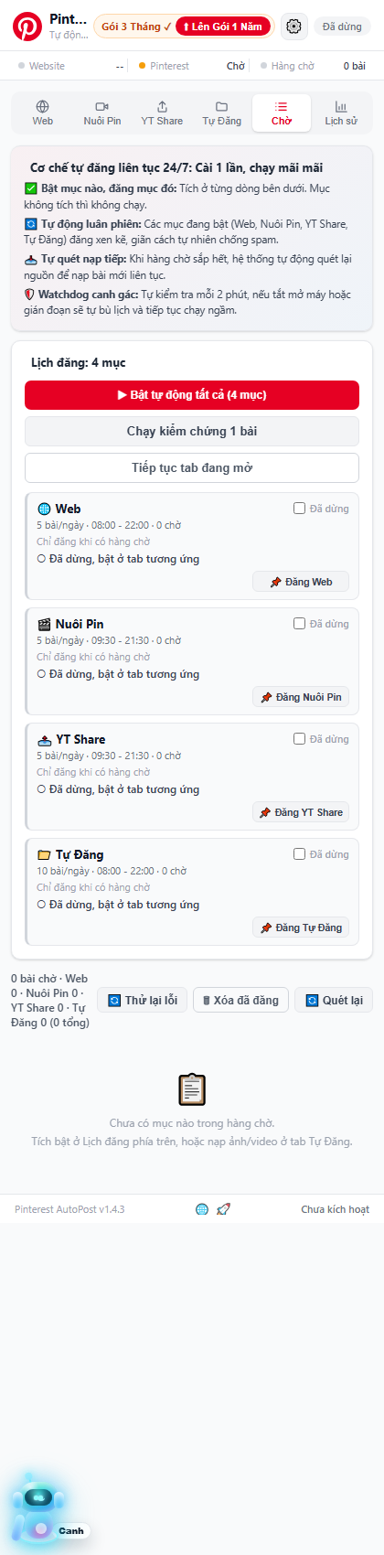 Tab Chờ của Pinterest AutoPost
